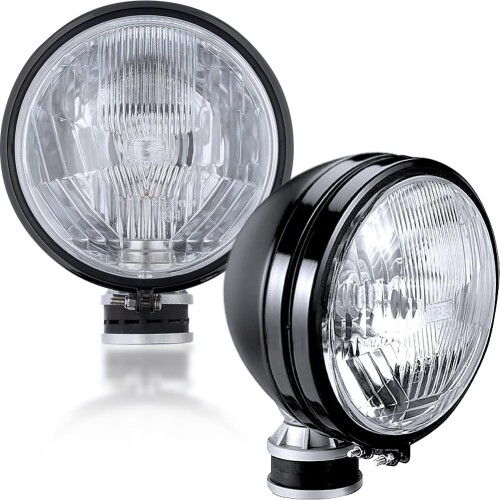 IPF ヘッドライト ASSY ハロゲン 車用 H4 ロービーム 3200K 純正色 12V用 2個セット レンズカット 6インチ ブラックボディ オフロード S-9064