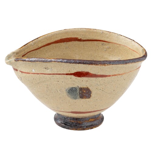 丸伊製陶 信楽焼 へちもん 片口 容量約340ml 呉須鉄絵 ベージュ MR-3-4046