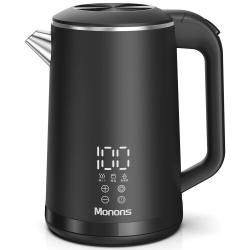 モノンズ(Monons) 電気ケトル 1.6L 99%塩素除去 電気ポット 1100W 急速沸騰 触れても熱くない二重構造 デジタルディスプレイ＆タッチ操作 温度調節 304ステンレス製 脱塩素機能/保温/空焚き防