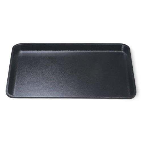 J-kitchens お盆 ＦＲＰ尺4 長角ケヤキ トレー （ 盆 トレイ おぼん ） 黒 ブラック 滑らない 41cm 漆器 （ 強度 樹脂 ） 日本製 食洗機対応