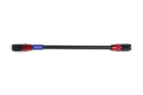 SWAGE LINE(スウェッジライン) イージーオーダーブレーキホース 汎用ホース ストレートフィッティング アルミ(レッド/ブラック) ブラックスモークホース 375mm RAKB-1010M-0375