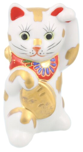 九谷焼 小判招き猫 3号 金ぶち A-0069