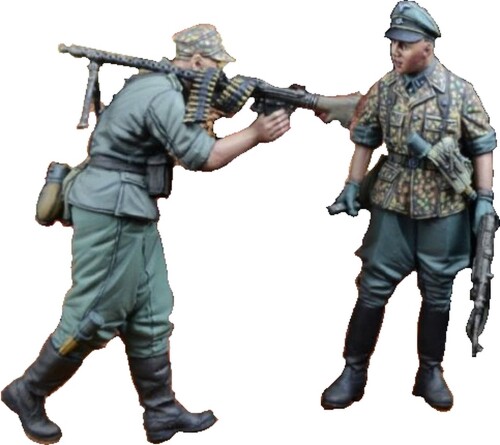 D-Dayミニチュア 1/35 WW2 ドイツ 武装親衛隊 下士官/MG34機関銃手セット 1944-45 2体入 レジンキット DD35271 (人)