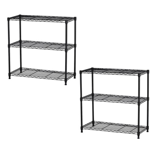 エイアイテック(AITECH) 19[ファイ]スチールラックセット(2個セット) 3段 幅75cm 奥行35cm 高さ74.3cm 支柱径19mm 組立品 ダークグレー AAS-7301x2pcs DGY