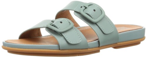 (フィットフロップ) GRACIE RUBBER-BUCKLE TWO-BAR LEATHER SLIDES FV1 体圧分散 衝撃吸収 クッション性