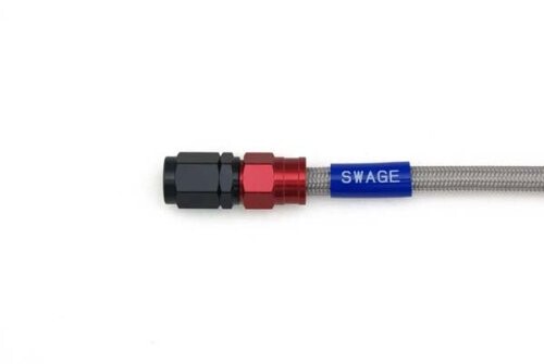 SWAGE LINE(スウェッジライン) イージーオーダーブレーキホース 汎用ホース ストレートフィッティング アルミ(レッド/ブラック) クリアホース 1400mm RAK-1010M-1400