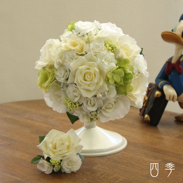ウェディングブーケ アリス 薔薇＆ローズ ラウンドブーケ 造花 結婚式 海外挙式 前撮り【送料無料】B_0184 8,985円