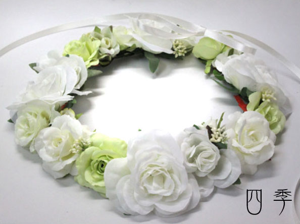 花かんむり 花冠 ヘッドドレス ホワイト ヘンデル 海外挙式 結婚式 ニ次会 前撮り H 0094 全日本送料無料