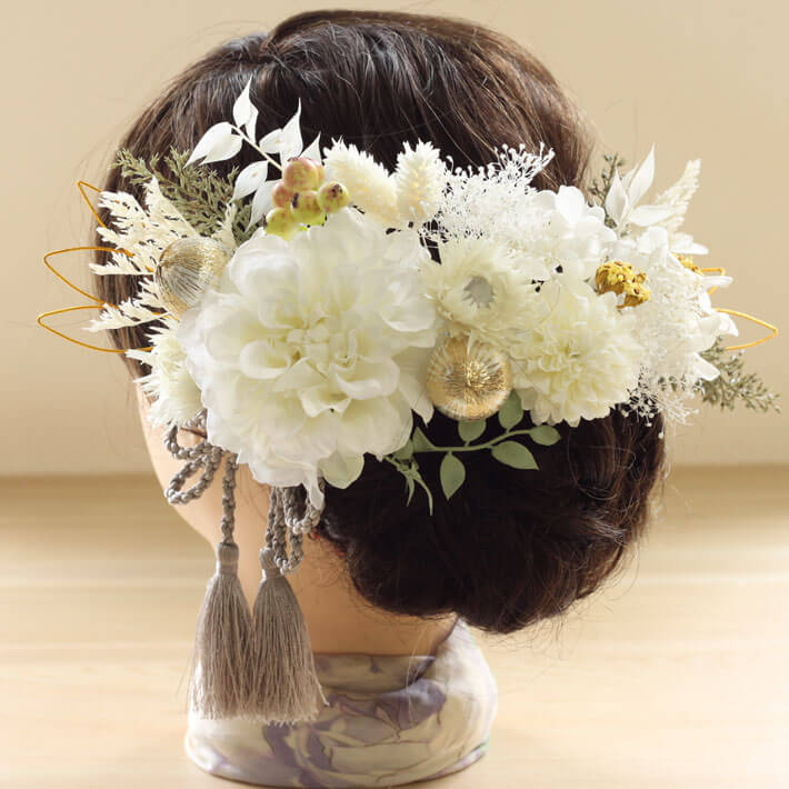 髪飾り ダリア エミリア B 2 ヘッドドレス マスタード プリザーブドフラワー かすみ草 ドライフラワー 結婚式 白無垢 和装 ホワイト 神前式 送料無料 K 0414b Rvcconst Com