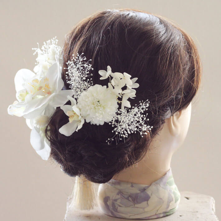 髪飾り バタフライラン 九か条 D蘭 トラクター洋服 かすみ草 結婚婚儀 白いことうぶ 和装 ホワイト 神前式 K 0379d Cannes Encheres Com