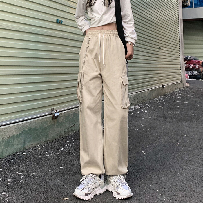カーゴパンツレディースロングパンツカジュアルゆったりストリートダンス