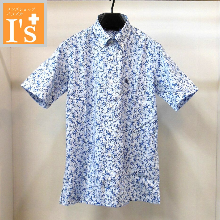 50%OFF【春夏 お買い得 OUTLETSALE】VINCI（ヴィンチ）ボタニカル柄×青花 青写真 半袖 名取り草落ちこむ 綿100％ プルオーバー  白いこと×青色 【L】アンジェロ ヴィンチ服  逃げ道 大売り出し ブランド名 ゴルフ 服