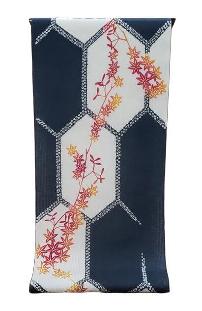 ::::: 言い慣わし的芸術品「日本の首都本染注染」ゆかた  :::::御前上等の手当たり 着心地さらっと綿麻紅梅  墨黒地 疋田縁の亀甲取り ぼかし染め楓槭樹柄（布切れ）◇  お仕立てもの（国内手縫い）◇￥11,000（税別）で承ります。