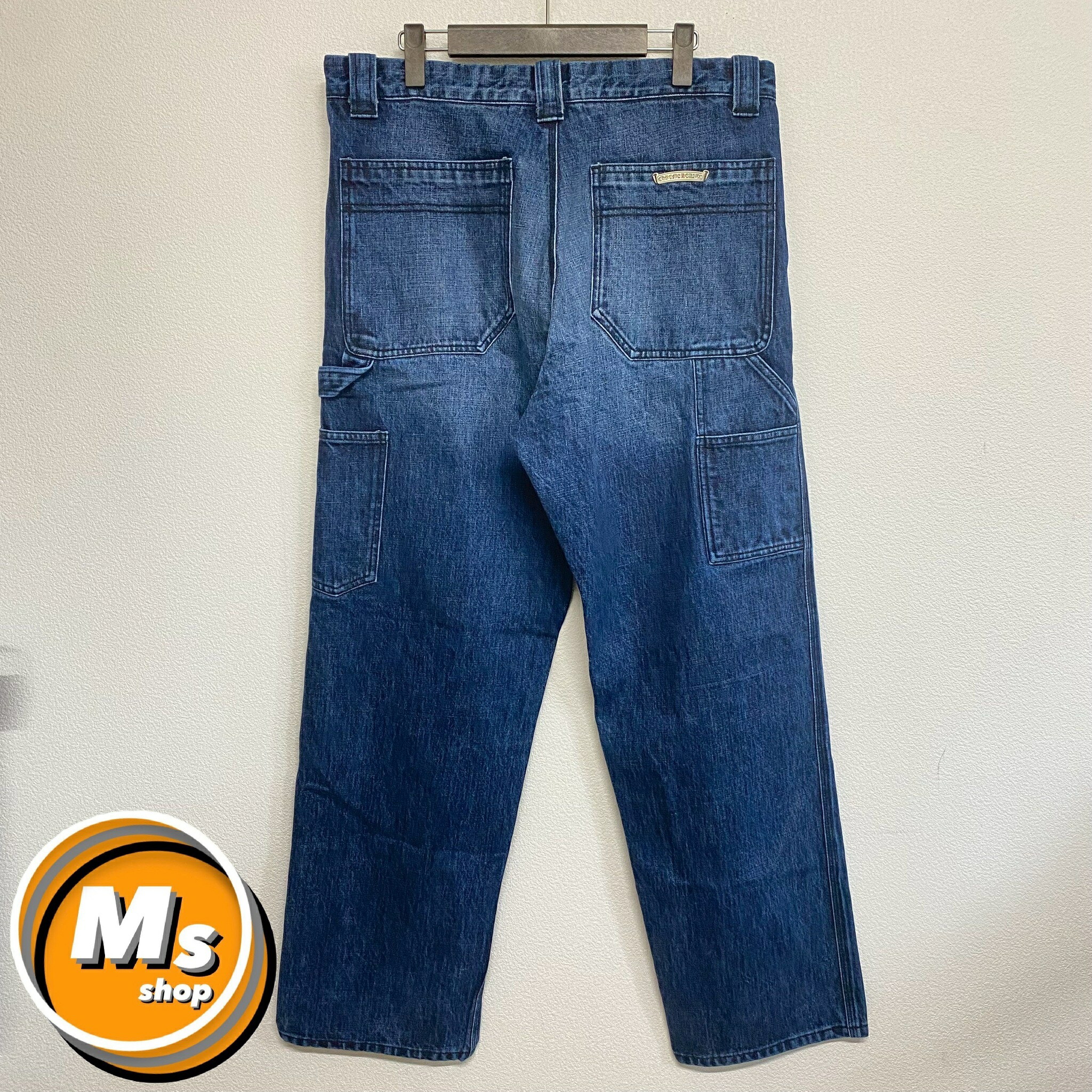 クロムハーツ刺繍入りダークブルーワイドレッグデニム Chrome Hearts - クロムハーツ VNTG BLU DNM/ORNG TAB クロス