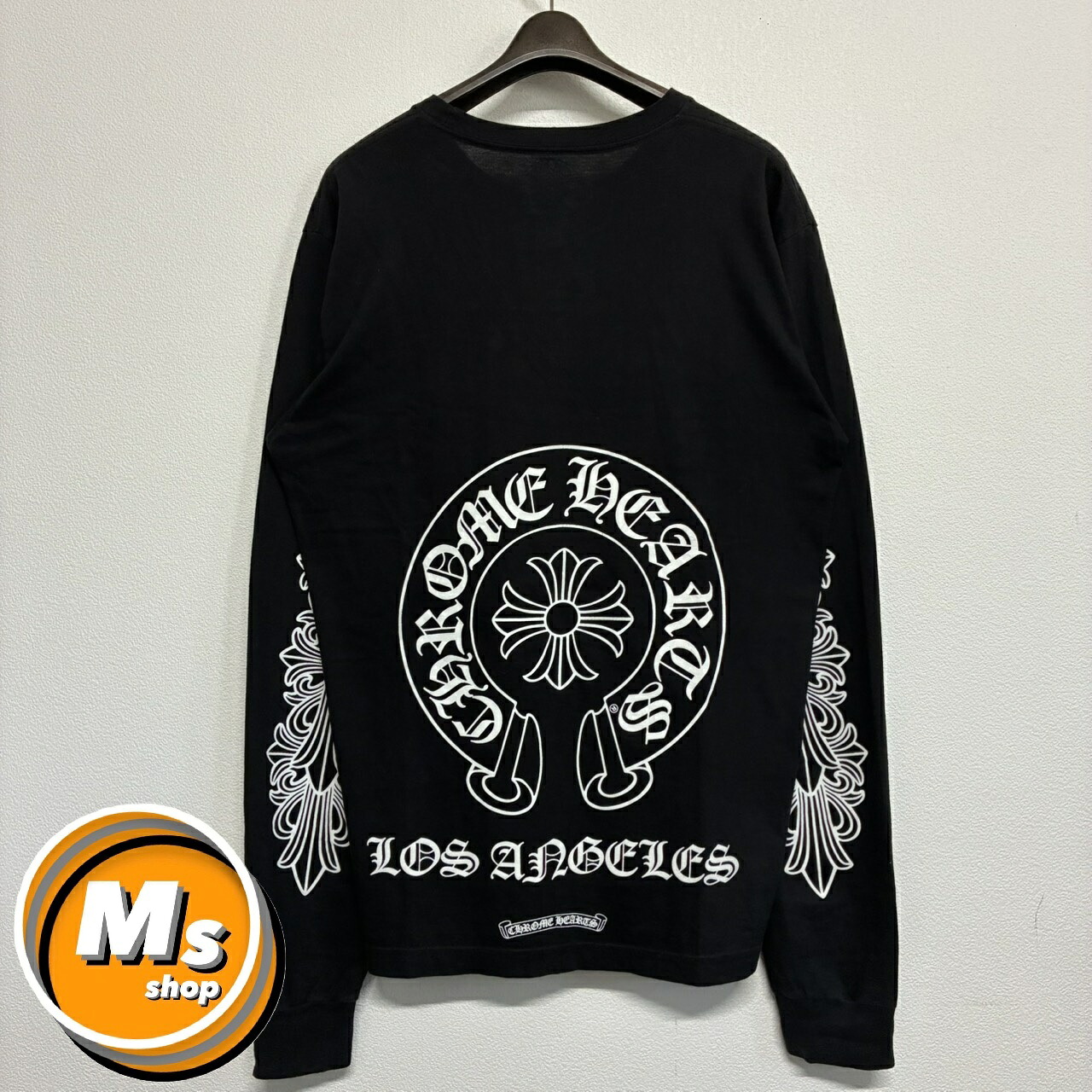 クロムハーツ 馬沓 ロサンゼル押さえる 黒 黒いこと 長袖 ロングティーシャツ ロンT トップス メンズ レディース L大きさ 美品 2531