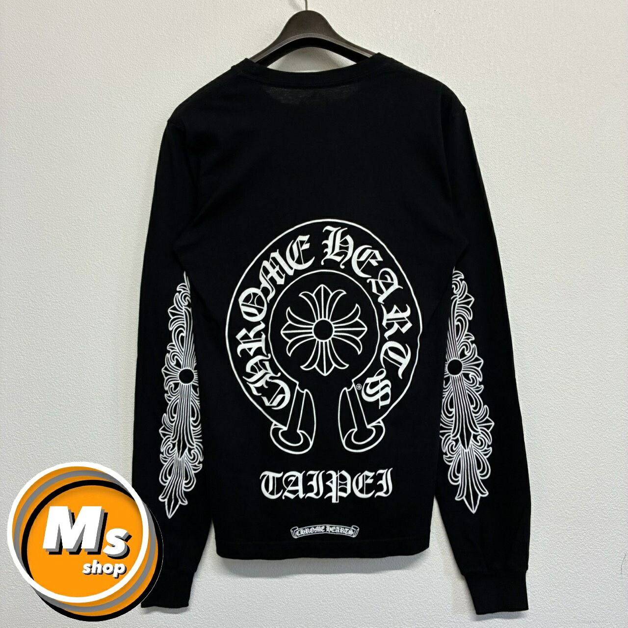 クロムハーツ 馬沓 tタイペイ押さえる 黒 黒いこと 長袖 ロングティーシャツ ロンT トップス メンズ レディース S大きさ 極美品 2573