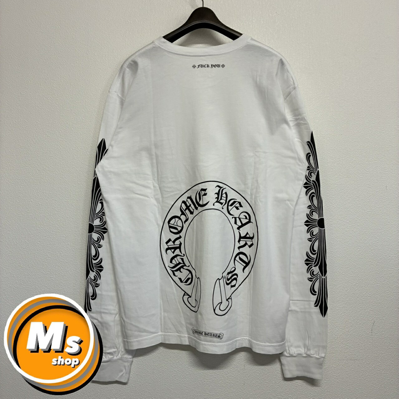 クロムハーツ 馬沓 FUCK YOU 白 白いこと 長袖 ティーシャツ ロンT トップス カットソー メンズ レディース XL大きさ 極美品 25422
