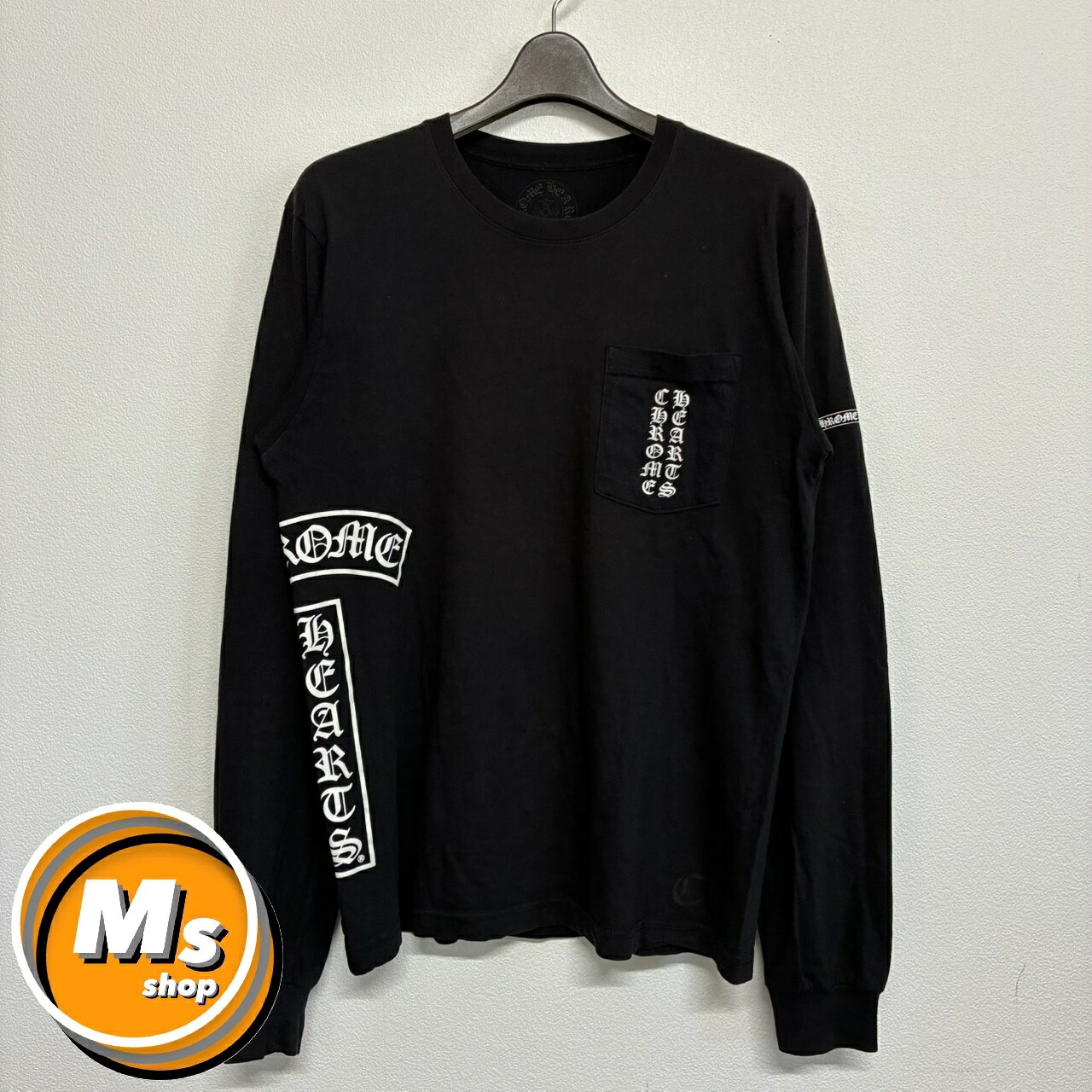 クロムハーツ 馬沓 バーティカル 黒 黒いこと 長袖 ロング プルオーバー ロンT トップス メンズ レディース M大きさ 美品 2597