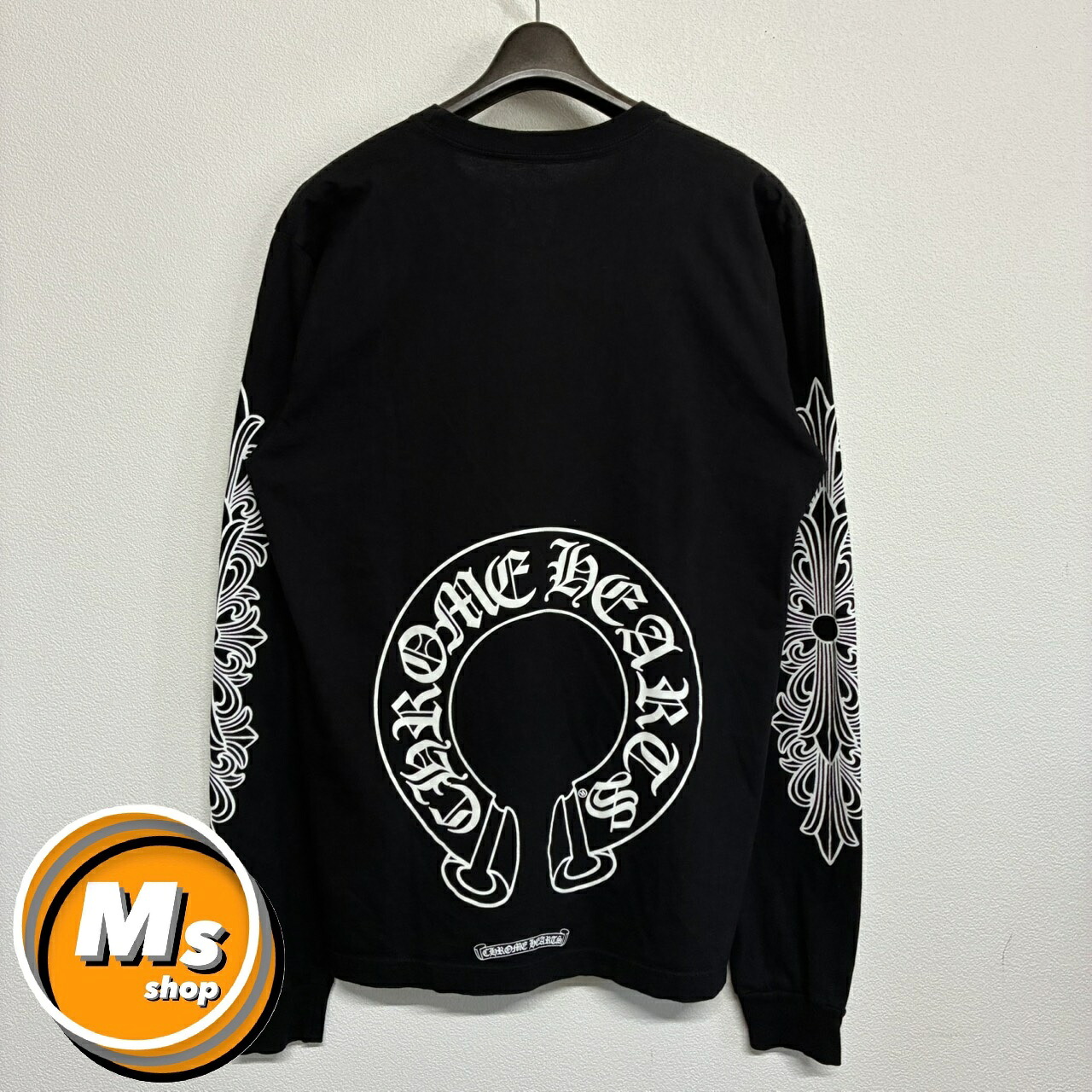 クロムハーツ 馬沓  黒 黒いこと 長袖 ロングティーシャツ ロンT トップス メンズ レディース L大きさ 極美品 2616