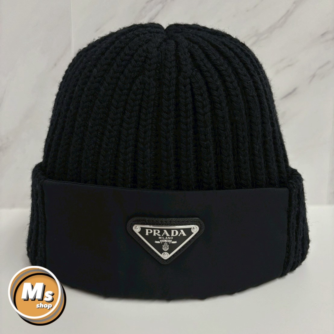 楽天市場】プラダ ニット帽 ビーニー トライアングルロゴ ブラック