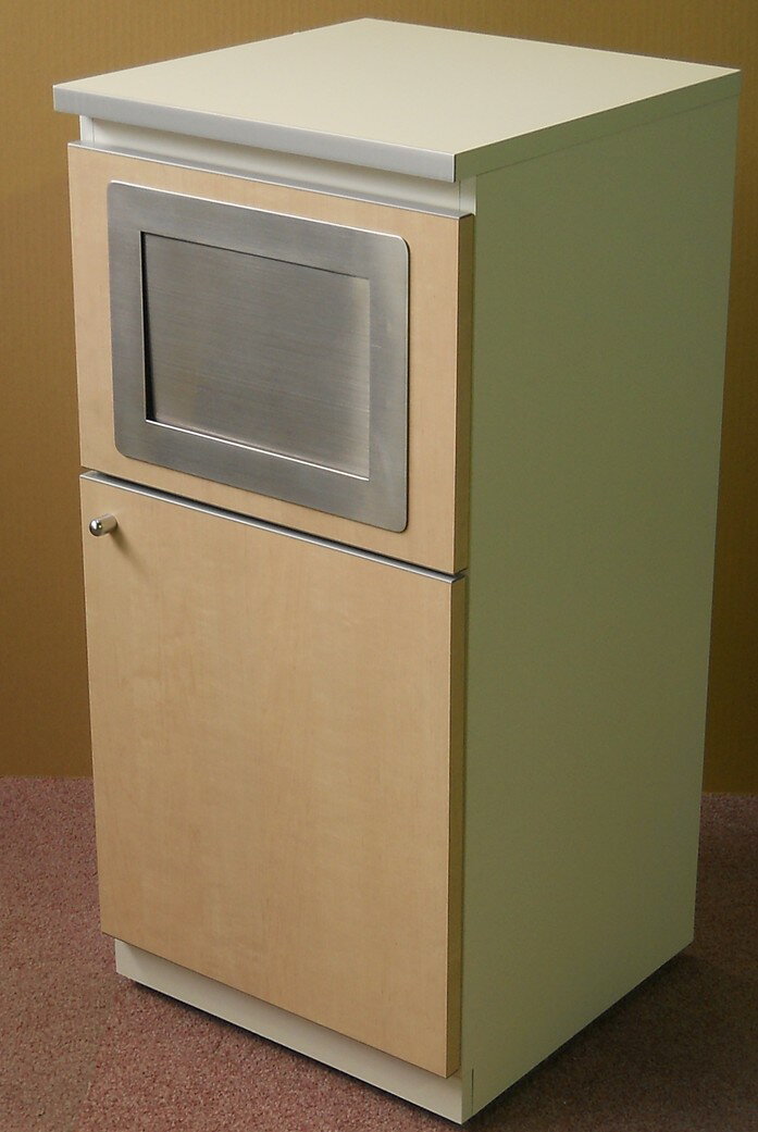 【訳あり】 【逃げ口】 （未当て嵌める品） 紙くずかご（木製商行為勝手もと続きもの）W402,D411,H850粍 1-333-4624 【天板角にキズあり】