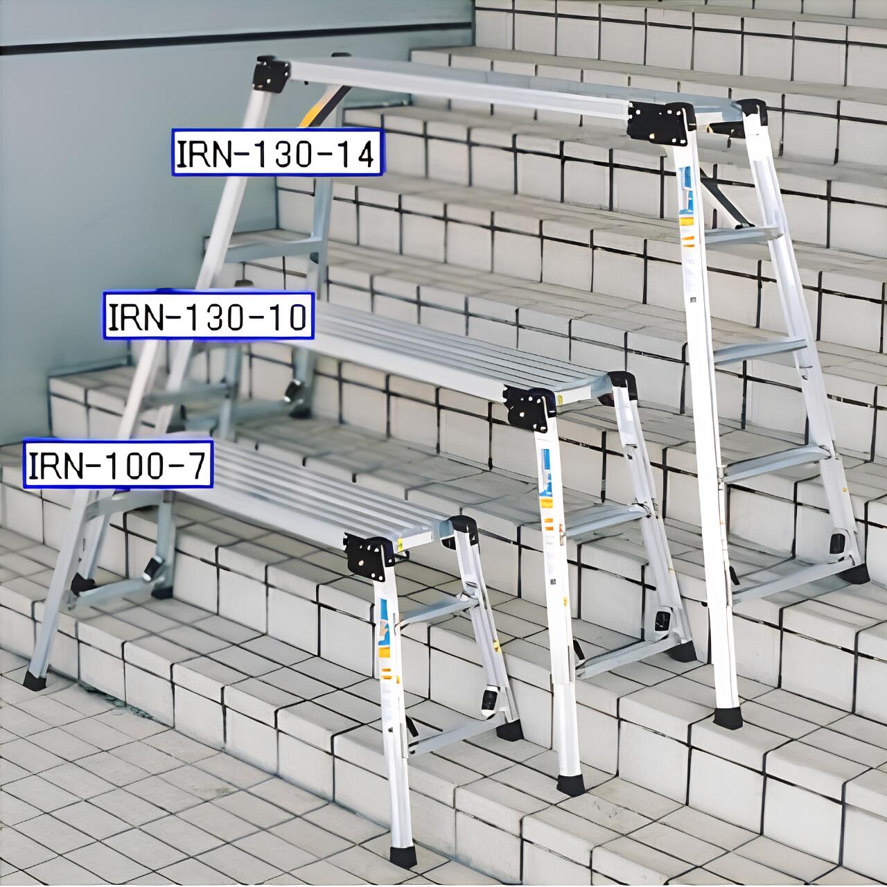 ナカオ 足場台 作業台 のび太郎 IRN 130-14 アルミ製 業務用 高さ1070mm～1400mm｜オフィス家具専門店モリタスチール