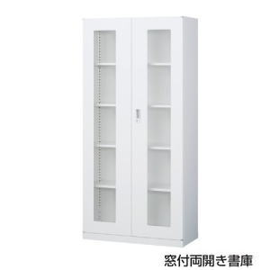 生興 ガラス両開き書庫 下置用 ホワイト アジャスター付 A4ファイル対応 W880×D400×H1850mm ANW-36HG