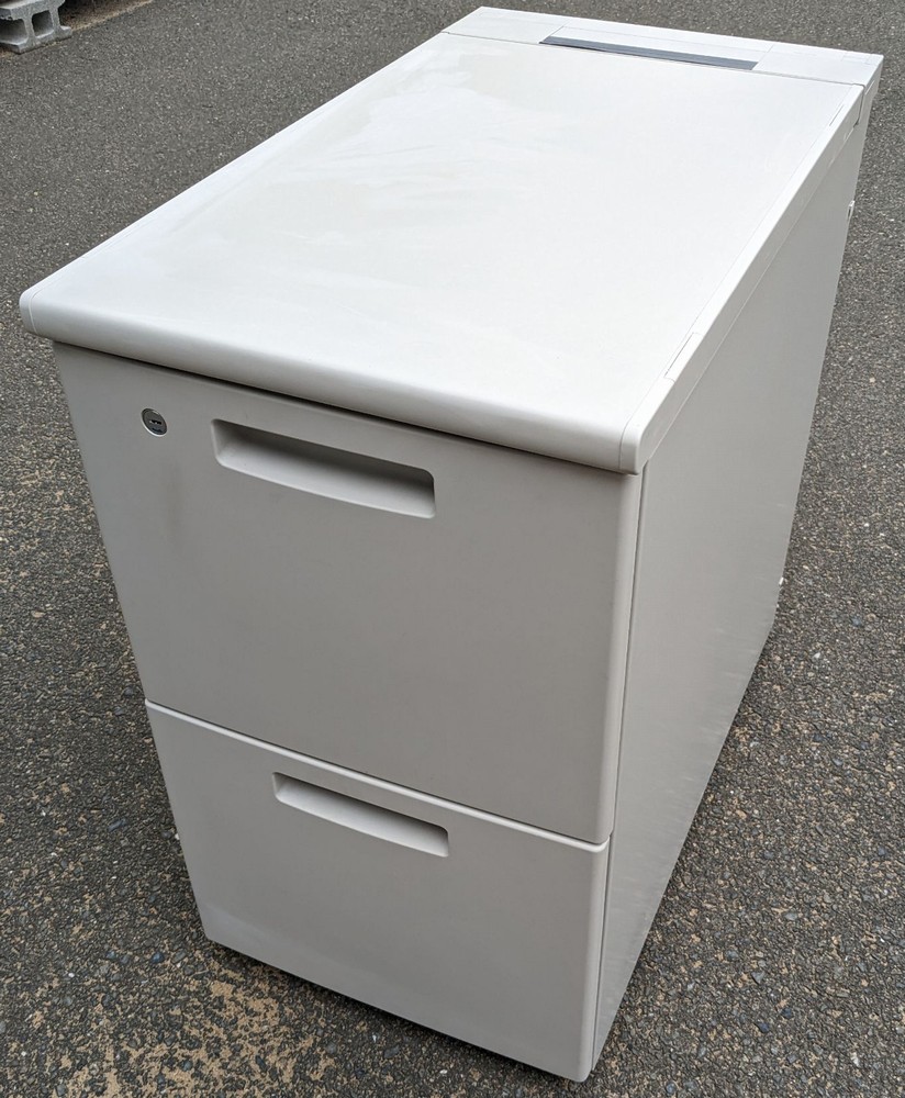 【中古】 コクヨ MX＋シリーズ 脇デスク W400×D700×H700mm （2段ともA4ファイルを収納可能） 【鍵２本付き】 SD-MXZ47EA2F11N3