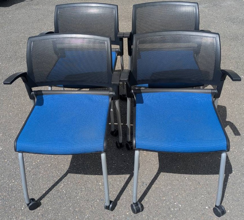 【中古】 ウチダ 会合女性議長FM-310【４脚仕掛ける】青色色