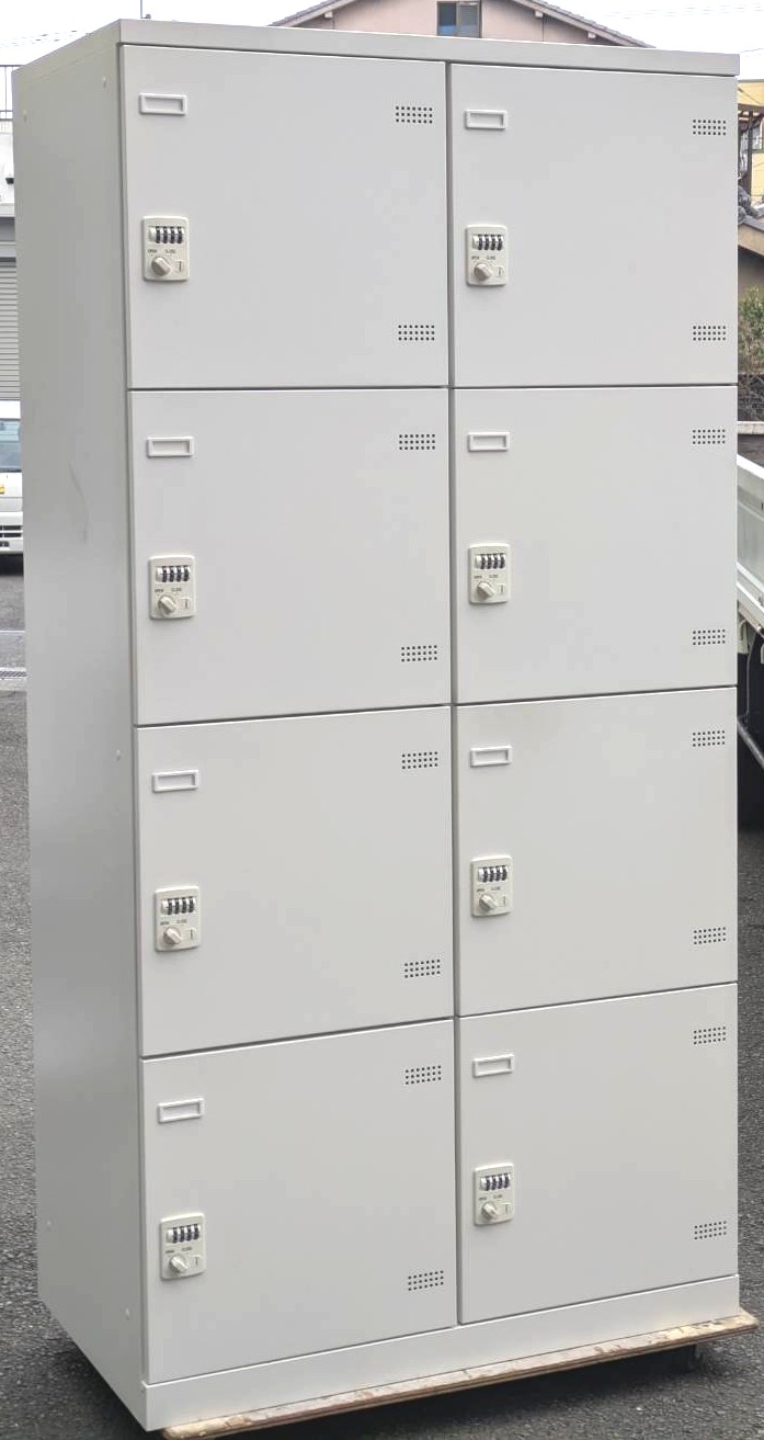 【中古】 生興 8人用ロッカー ダイヤル錠タイプ （ダイヤル検索キー付き） W900×D515×H1800mm SLBW-8W 【北海道、沖縄や離島は配送不可です】【日曜・祝日・夜間配達不可です】