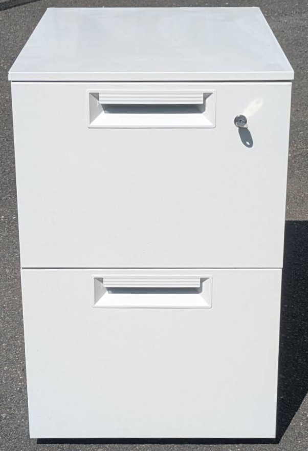 【中古】 プラス 2段ワゴン ホワイト色 W395,D580,H605ミリ JS-046SC-2　【鍵１本付き】