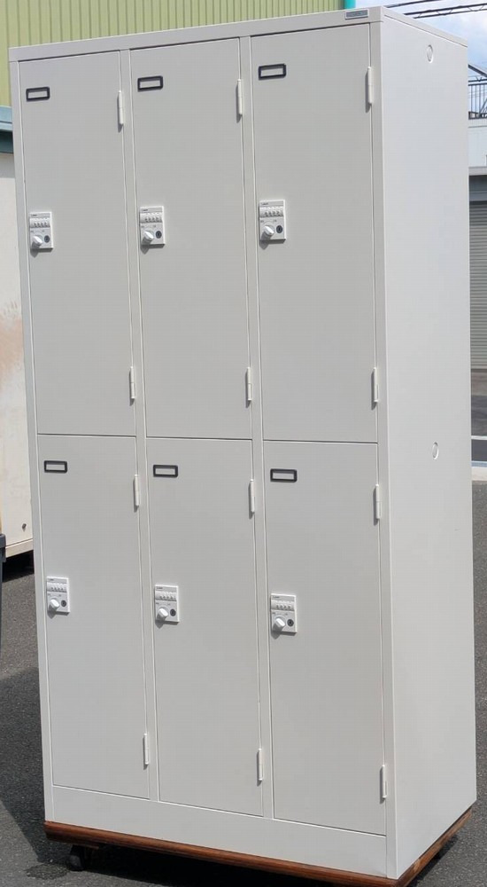 【中古】 ライオン事務器 6人用ロッカー ダイヤル錠タイプ(ダイヤル検索キー付き) W900×D515×H1790mm KL-76-ND-W|オフィス家具専門店モリタスチール