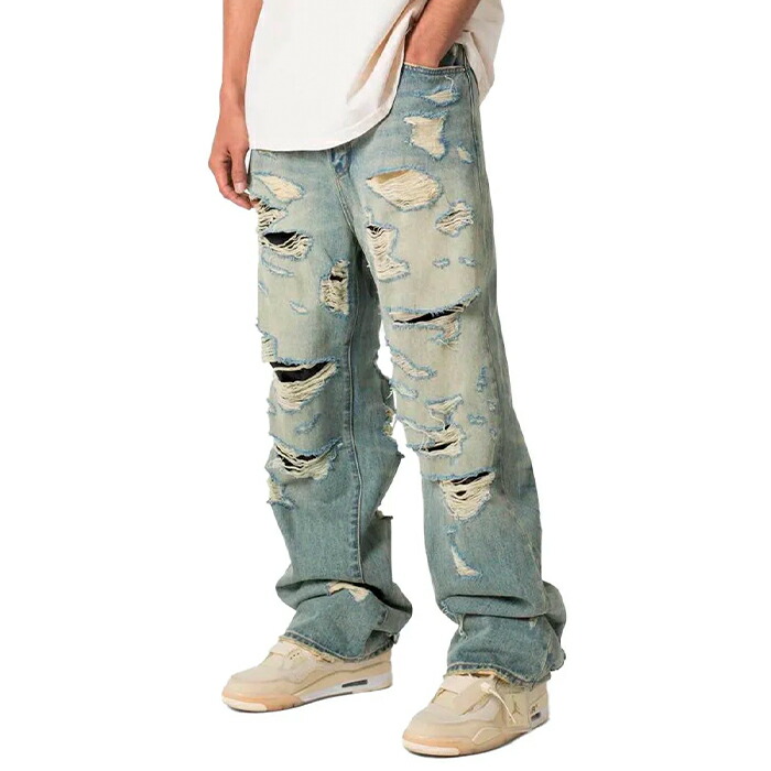 楽天市場】mnml ULTRA BAGGY DISTRESSED DENIM (D393-VBL:VINTAGE BLUE
