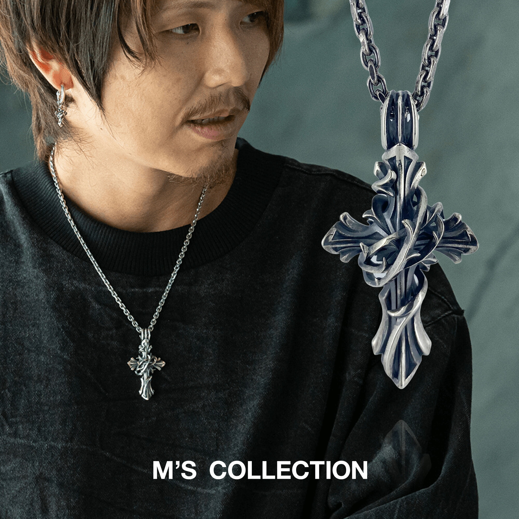 【堅苦しさエムズコレクション】【直営店】【M\u0027s Collection】THORN CROSS PENDANT L