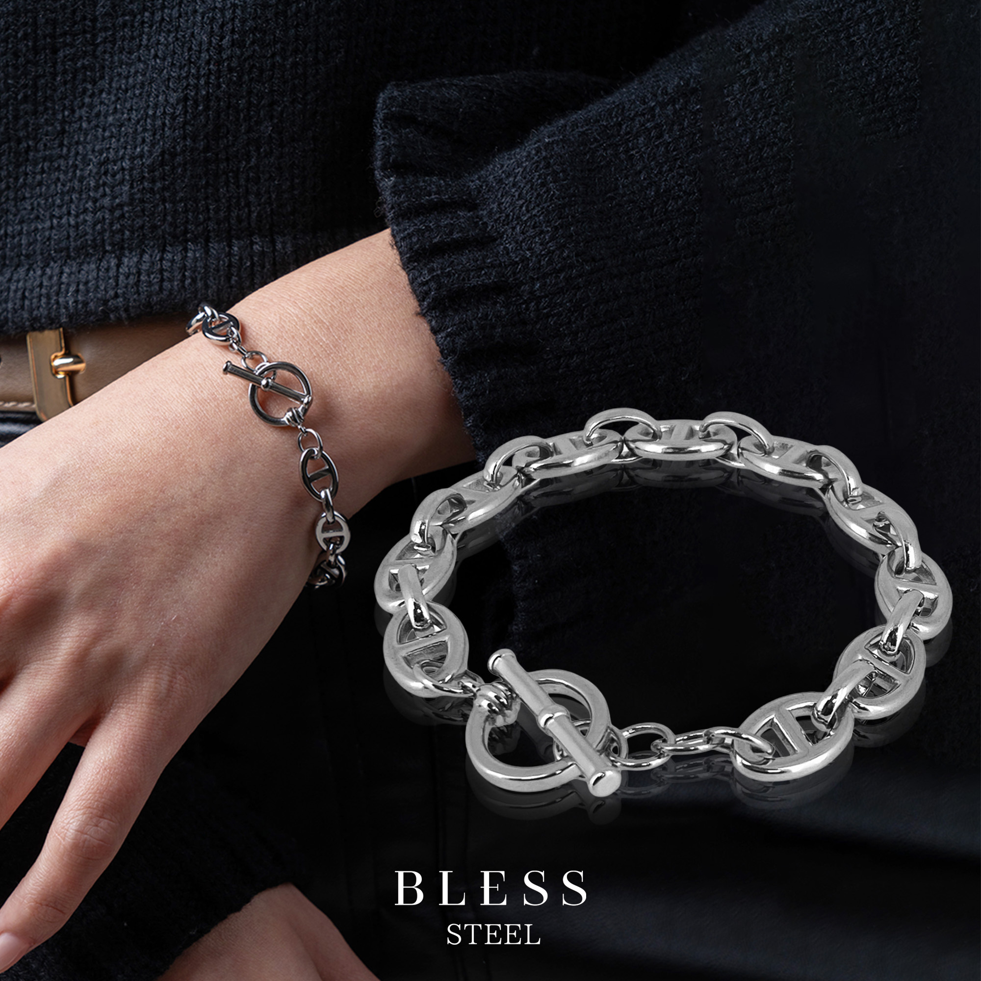 アンカーチェーンブレスレット(S)【ステンレス ブレスレット レディース BLESS ブレス】｜BLESS店