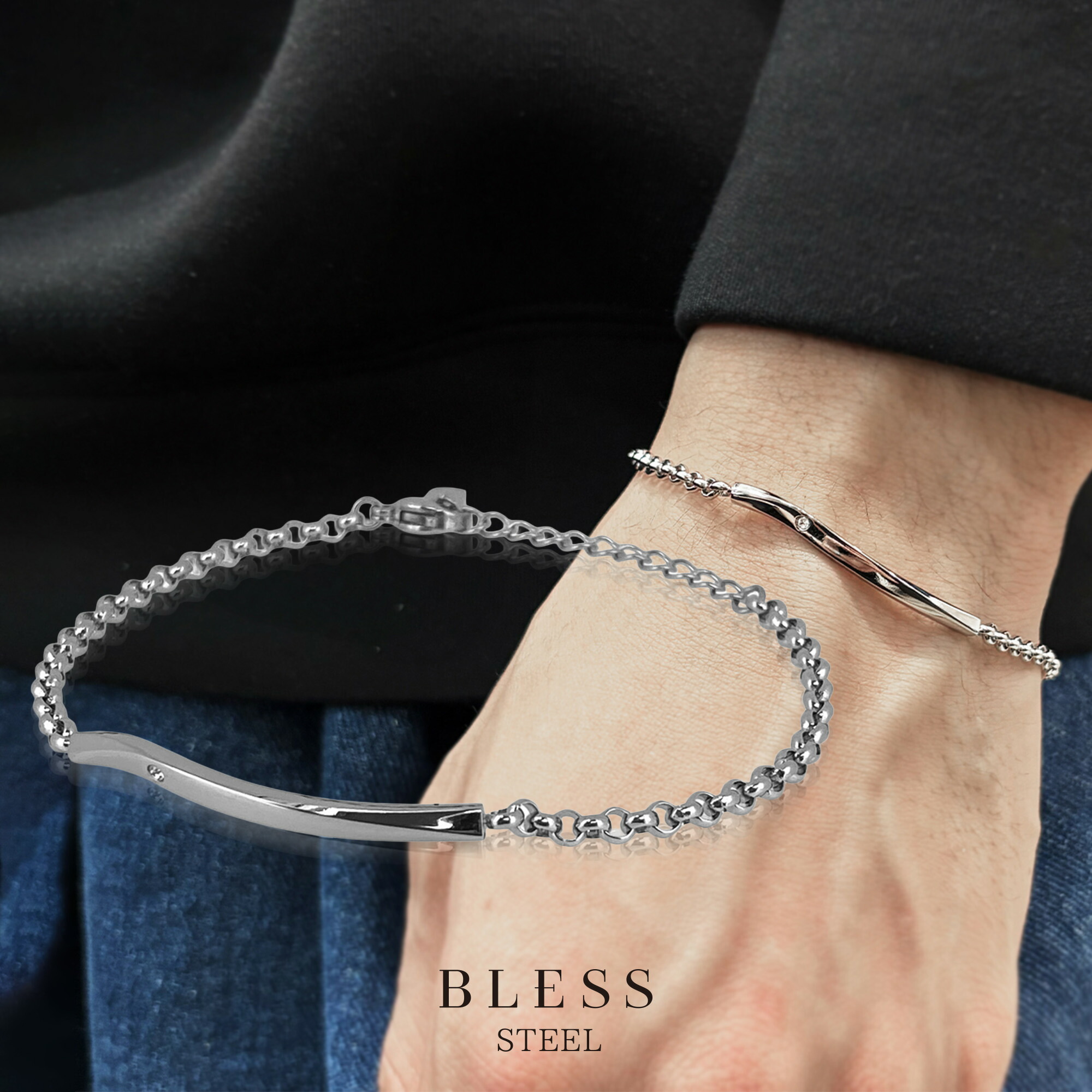 チェーン店腕輪(L)【ステンレス鋼 腕輪 メンズ  有りの実 BLESS ブレス】