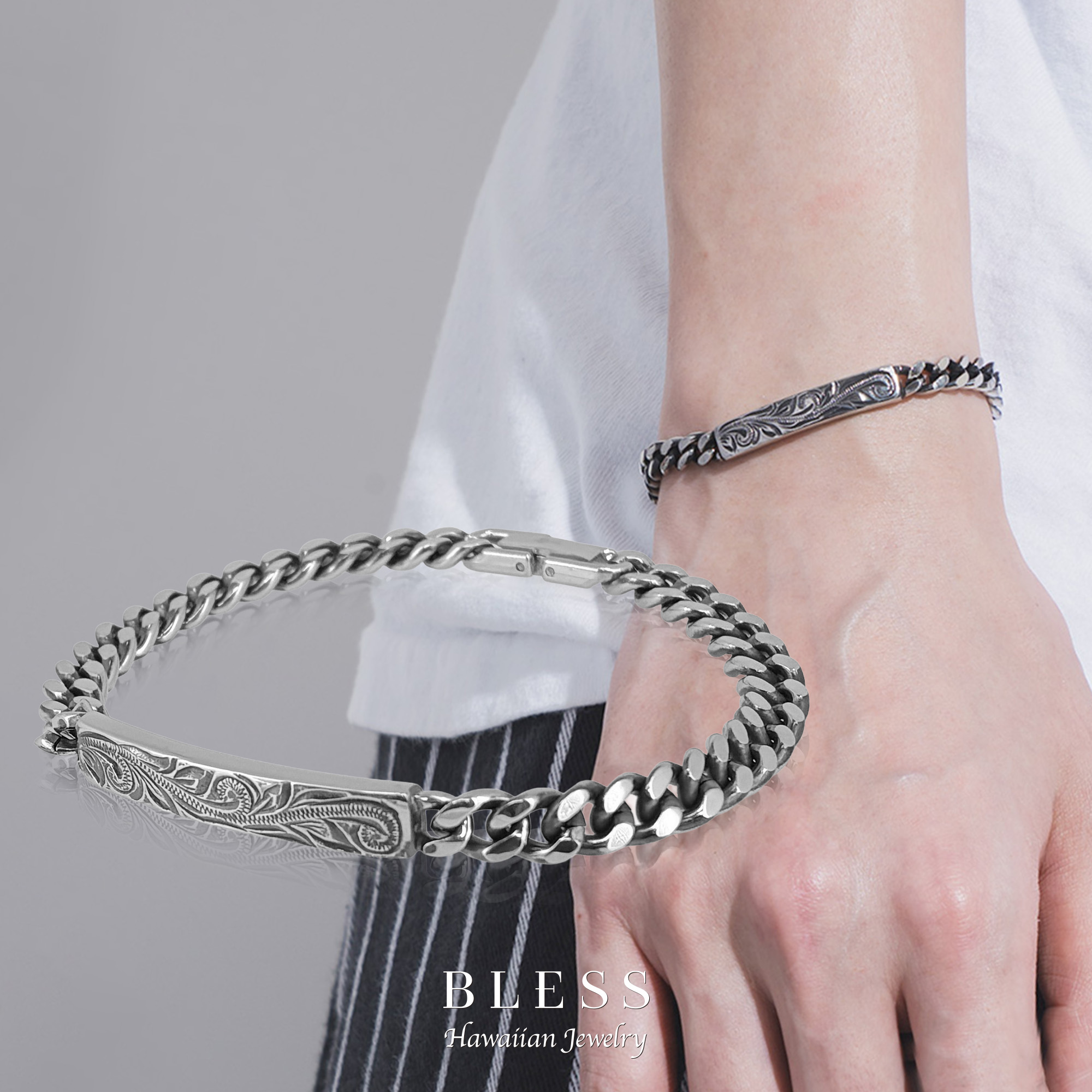 ハワイアンジュエリーブレスレット(L)【ステンレス鋼 腕輪 メンズ BLESS ブレス ハワイアン宝飾品】 ブレスレット-ジュエリー・アクセサリー