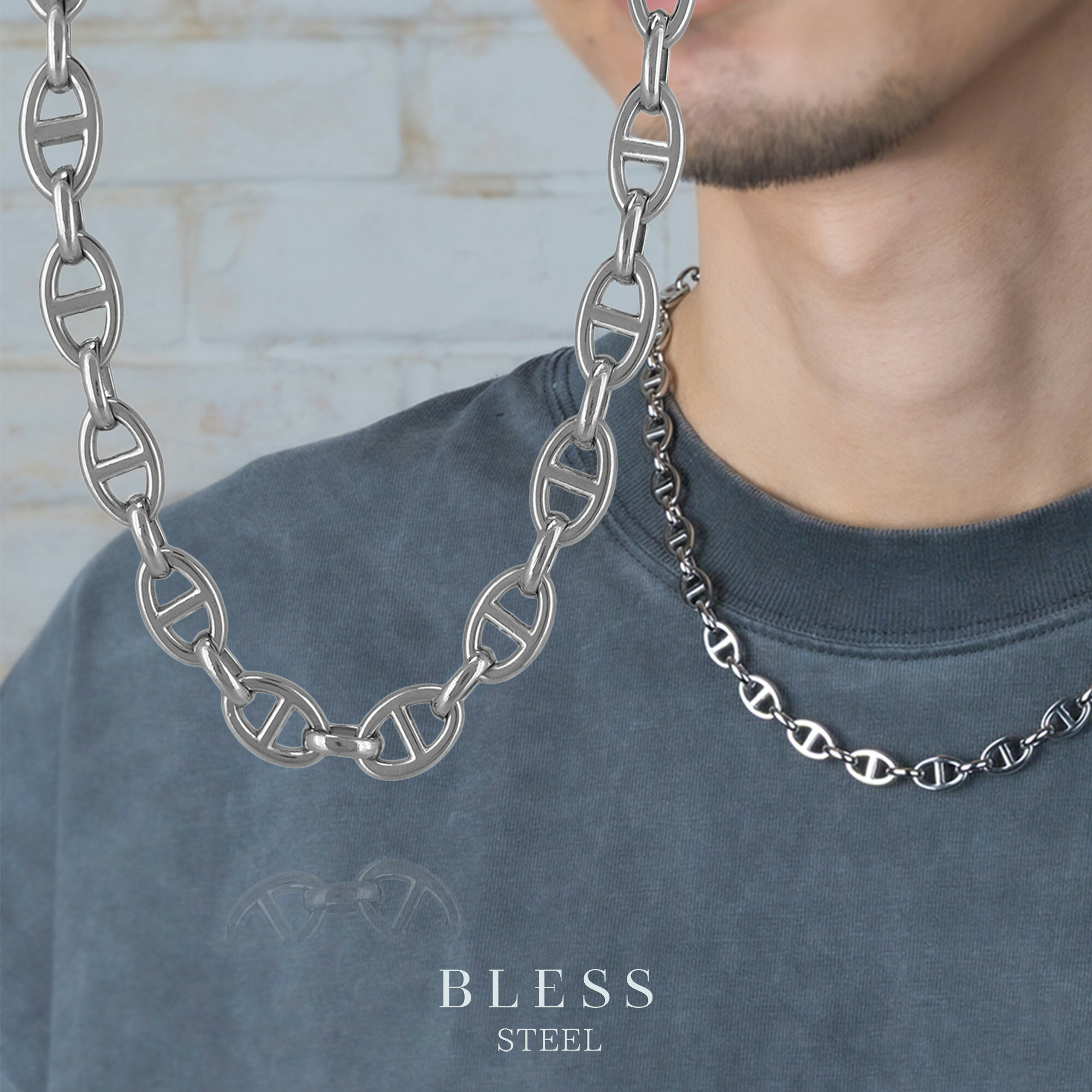 アンカーチェーンネックレス【ステンレス鋼 頸飾り メンズ レディース BLESS ブレス】