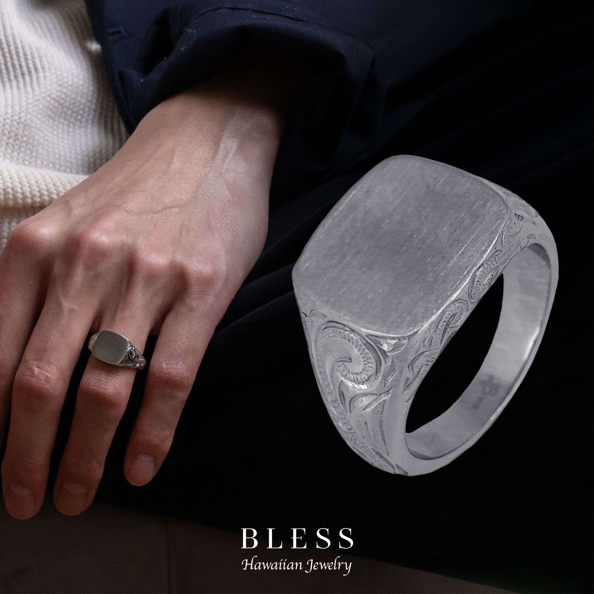 ハワイアンジュエリーリング【ステンレス鋼 輪っか レディース メンズ BLESS ブレス ハワイアン宝飾品】 メンズジュエリー・アクセサリー-指輪・リング