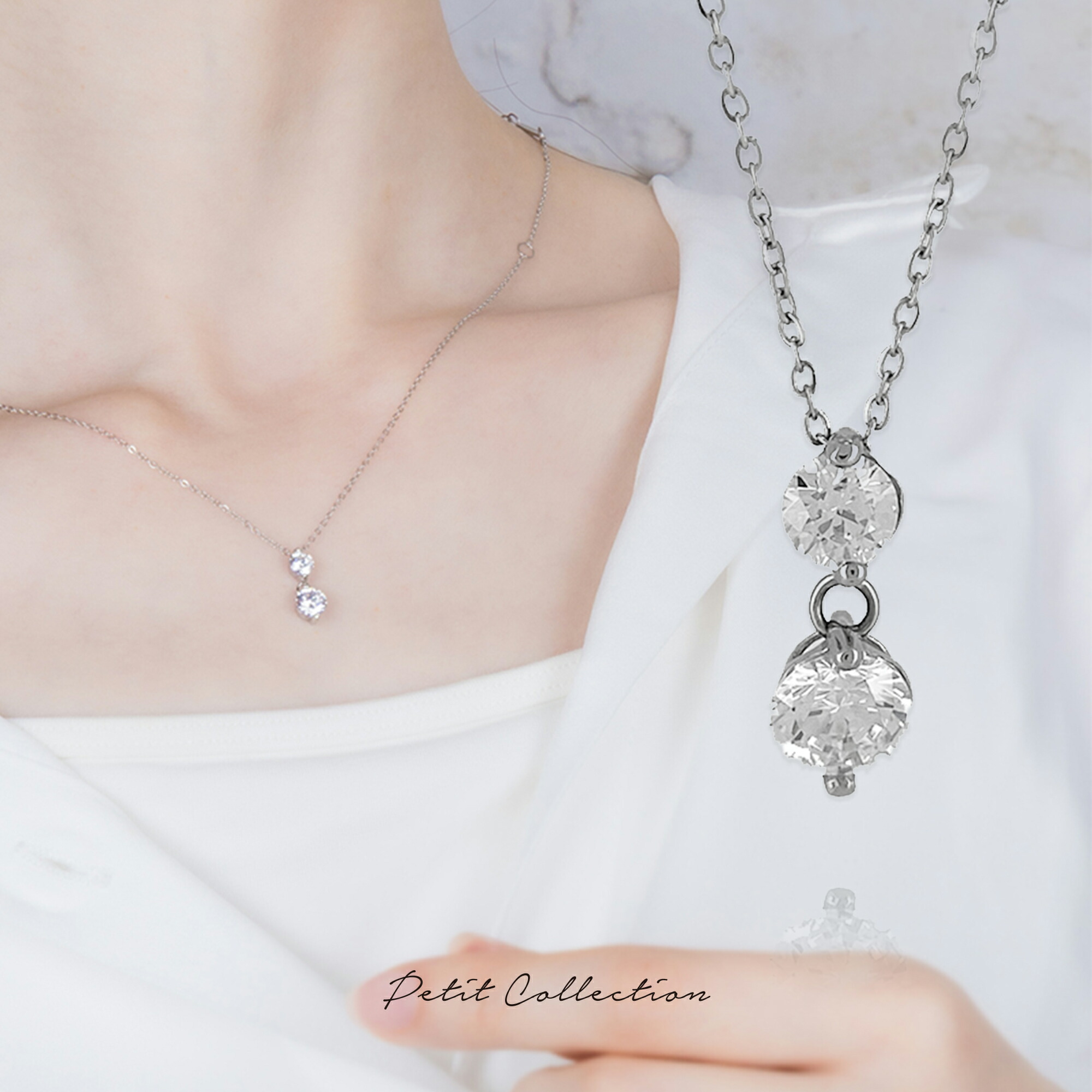 ストーンネックレス【ステンレス ネックレス レディース Petit Collection プチコレクション】