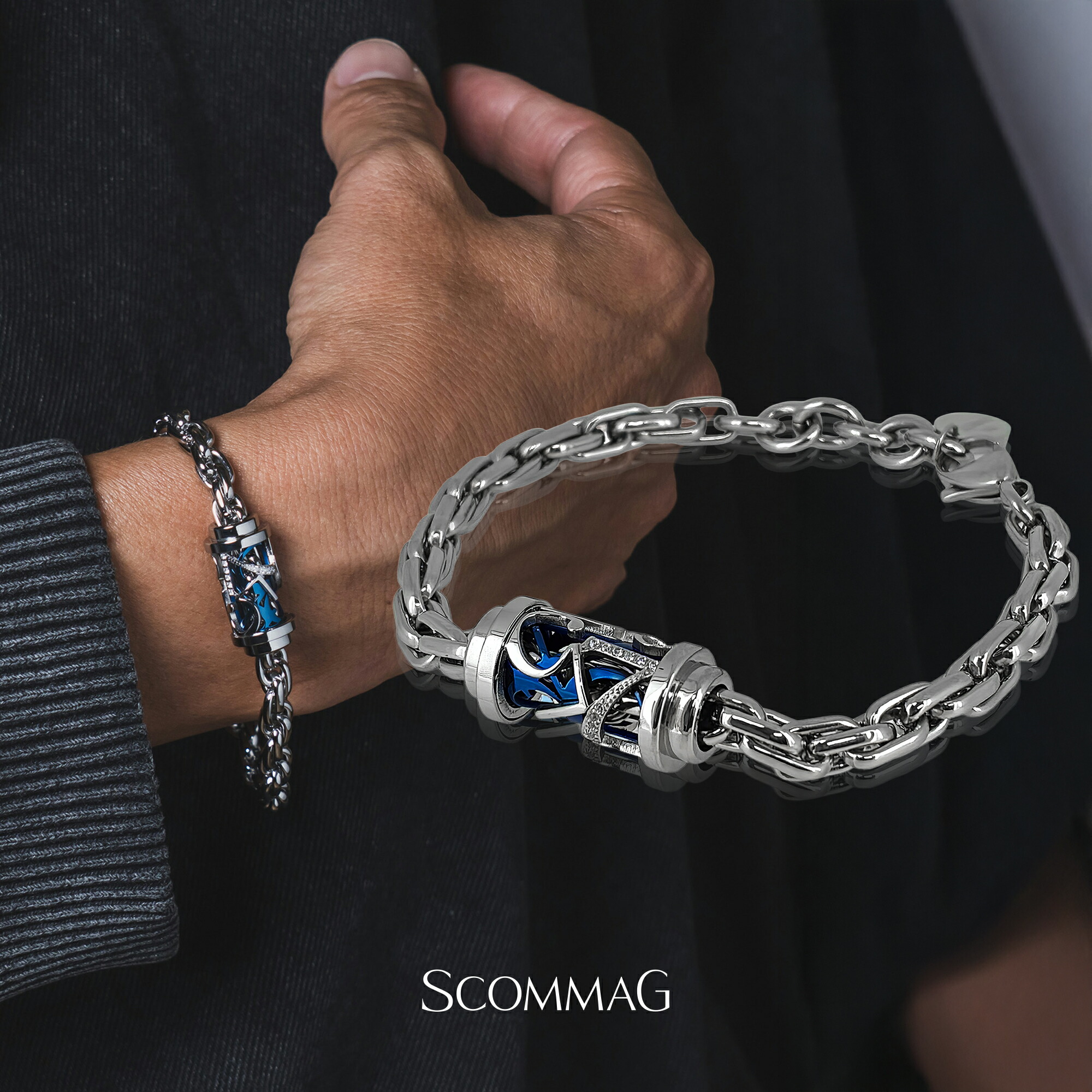 ナンバーバレルブレスレット(L)【ステンレス ブレスレット メンズ SCOMMAG エスカマジー】