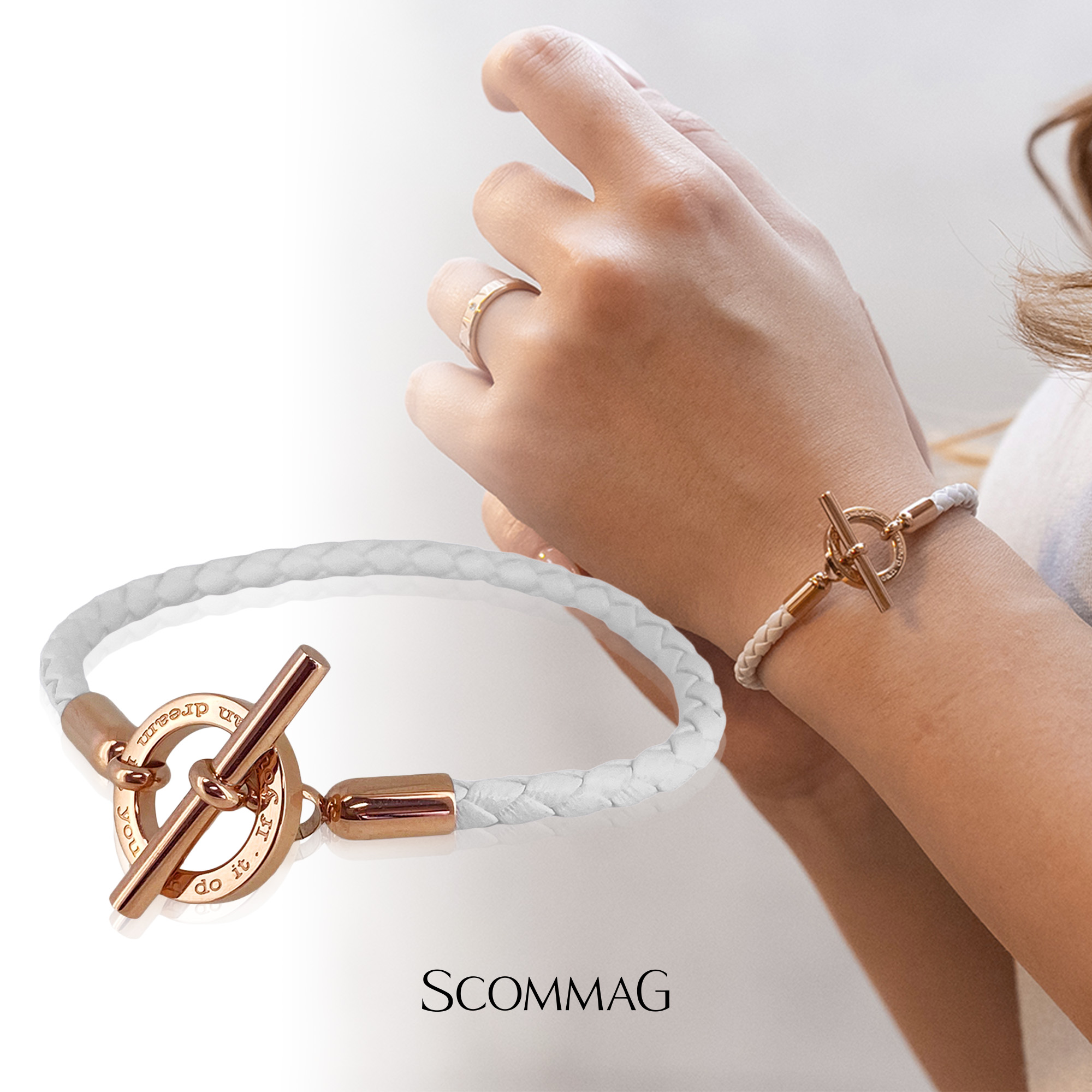 マンテルレザーブレスレット(S)【ステンレス ブレスレット レディース ペア SCOMMAG エスカマジー】