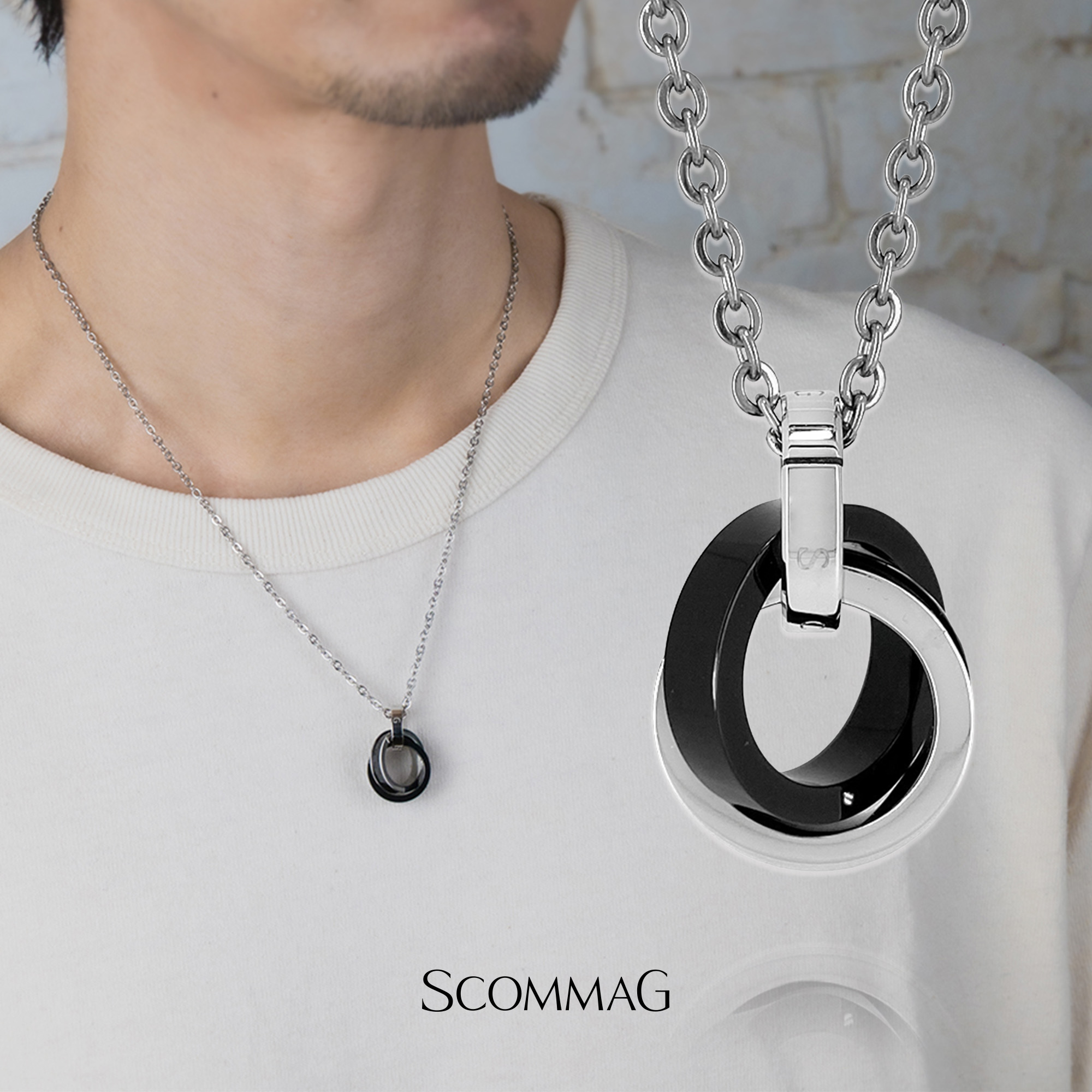 ダブルリングネックレス【ステンレス ネックレス レディース メンズ SCOMMAG エスカマジー】 14,964円