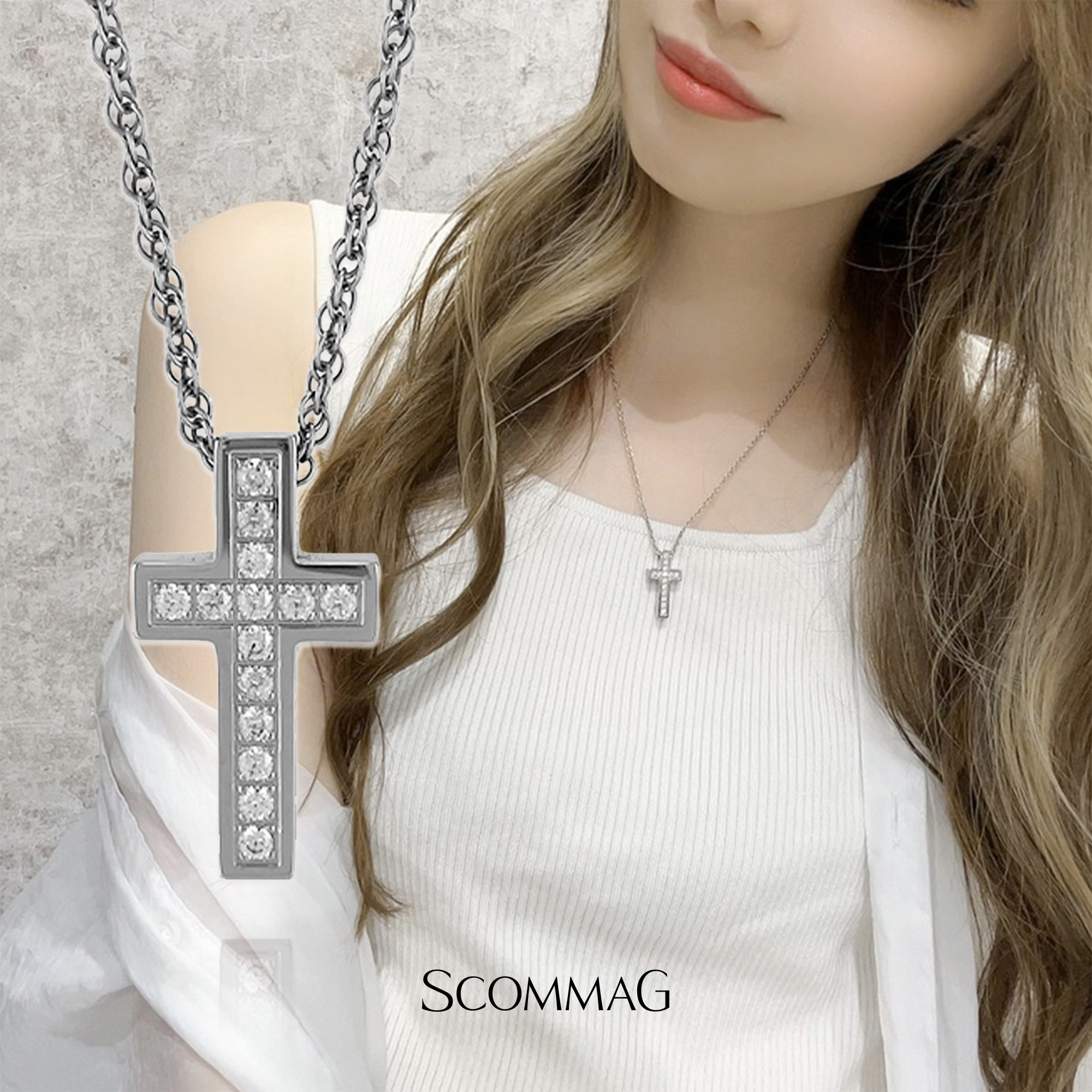 リバーシブルクロスネックレス【ステンレス ネックレス メンズ レディース SCOMMAG エスカマジー】