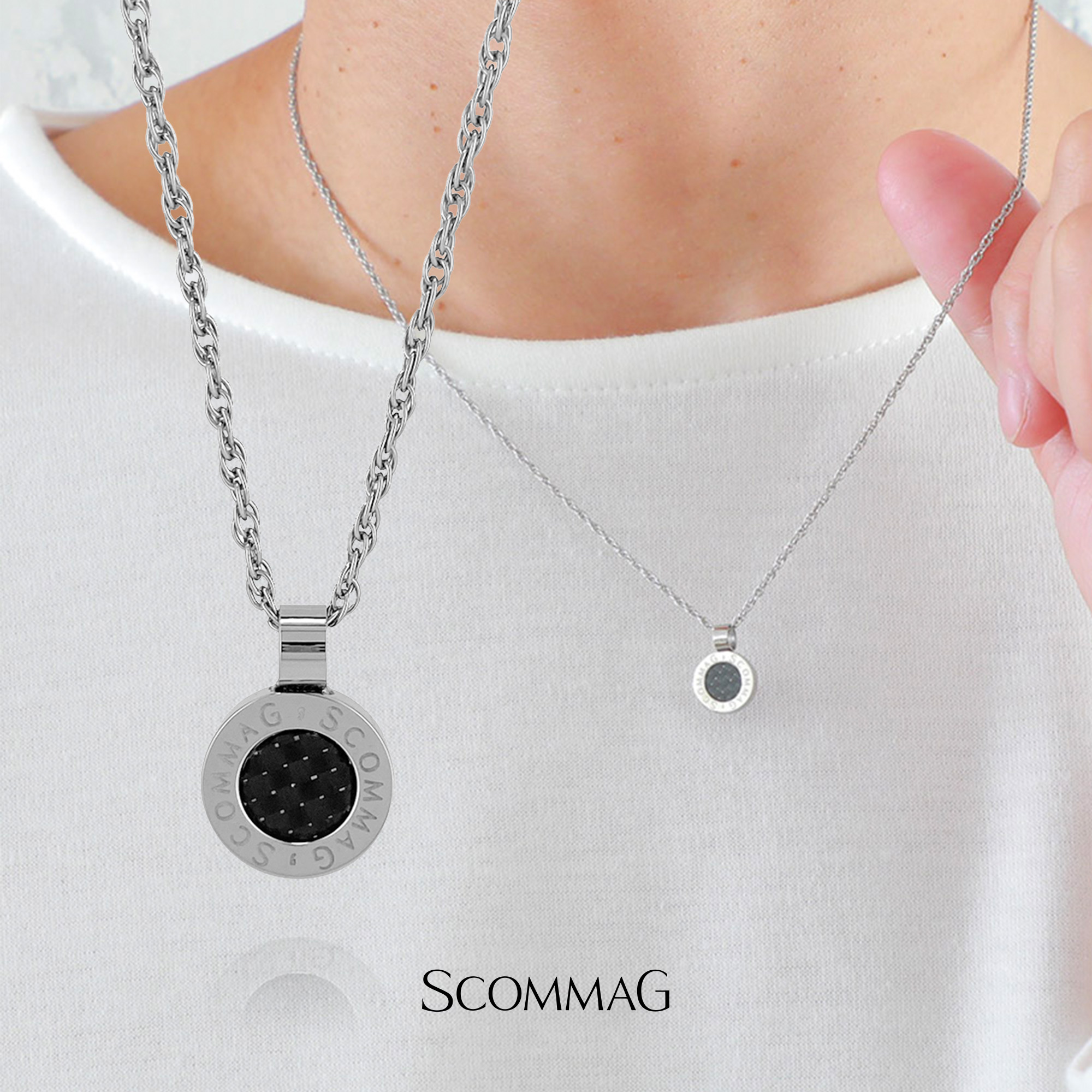 ラウンドアイコンネックレス【ステンレス ネックレス メンズ SCOMMAG エスカマジー】|BLESS店