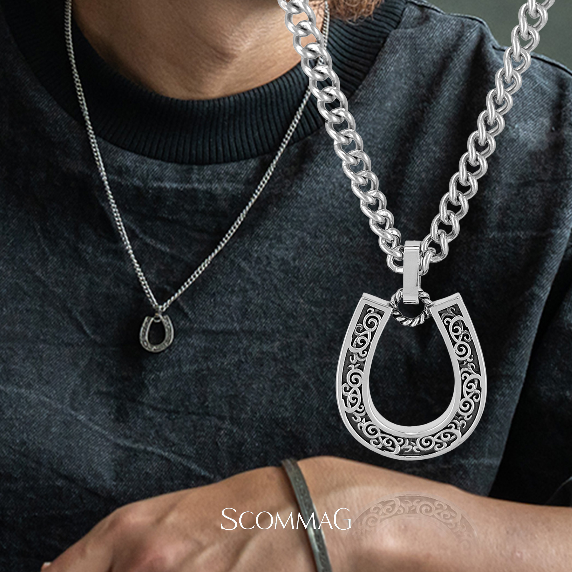 クラシックホースシューネックレス【ステンレス鋼 首飾り レディース メンズ SCOMMAG エスカマジー  古典派音楽寄せあわせ】