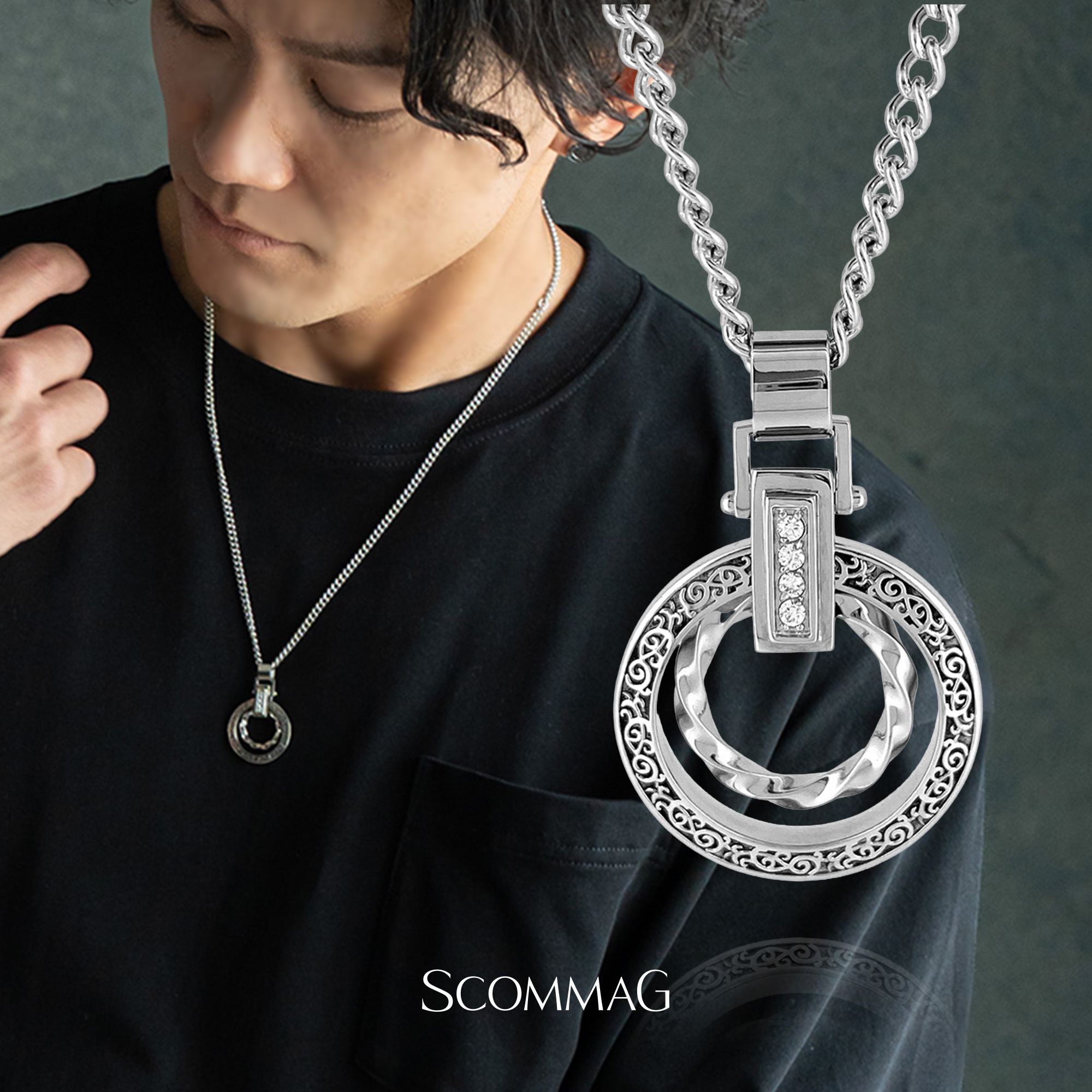 クラシックサークルネックレス【ステンレス ネックレス メンズ SCOMMAG エスカマジー クラシックシリーズ】