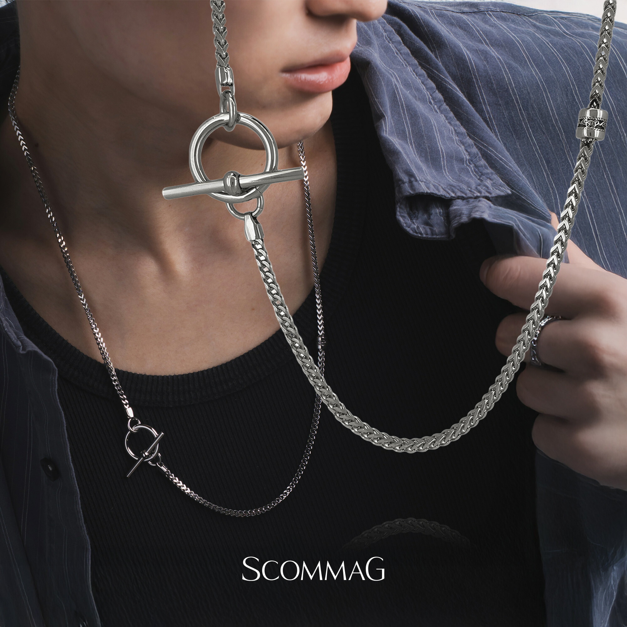 クラシックロングチェーンネックレス【ステンレス鋼 首飾り レディース メンズ SCOMMAG エスカマジー 古典派音楽寄せあわせ】 ネックレス・ペンダント-ジュエリー・アクセサリー-男女兼用アクセサリー