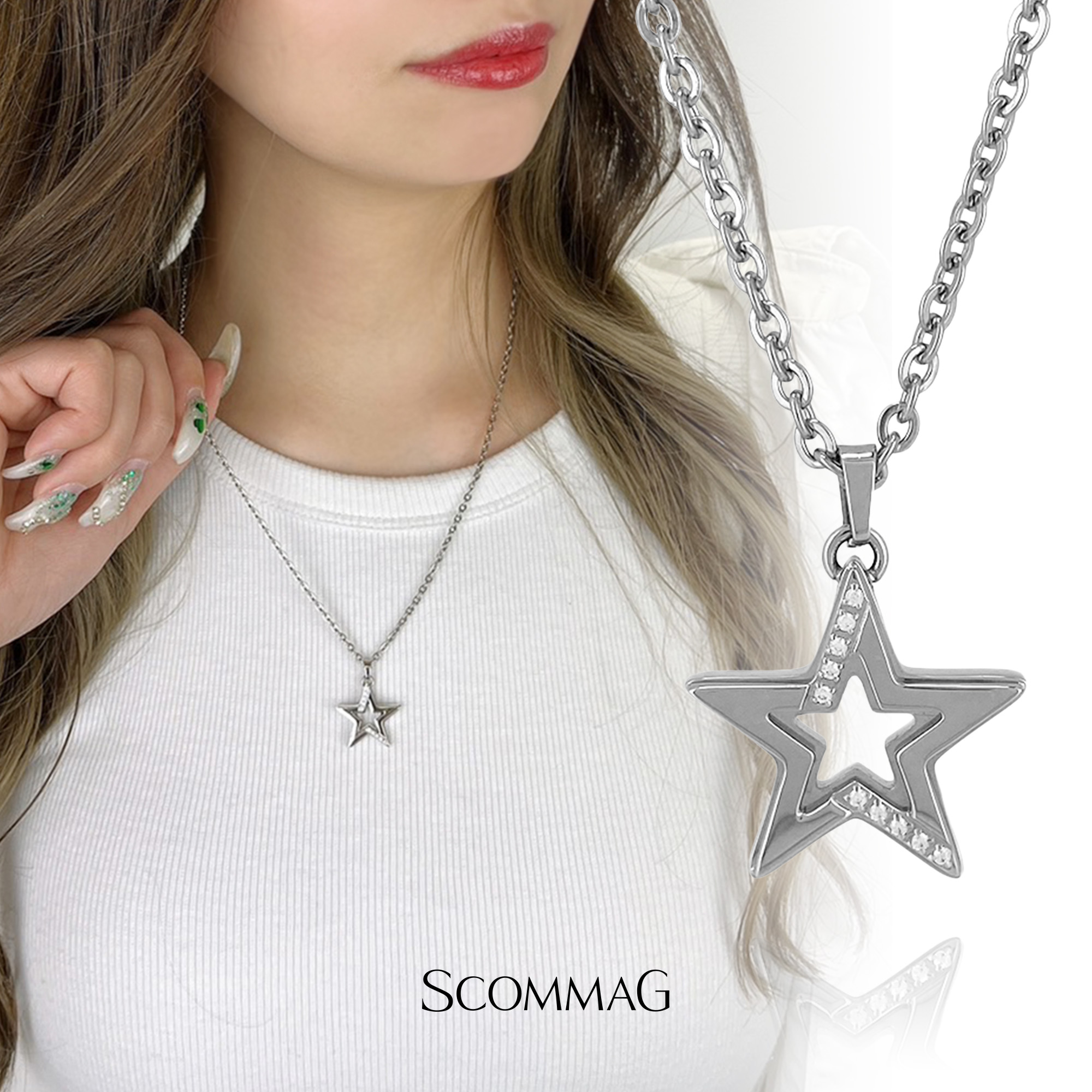 スターネックレス【ステンレス ネックレス メンズ レディース SCOMMAG エスカマジー】