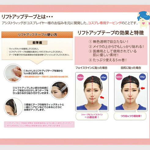 楽天市場 リフトアップテープ 5m巻 コスプレ用テーピング 顔シール タルミ でか目 つり目 小顔効果 コスプレ 送料無料 Msdf Msd Shop楽天市場店